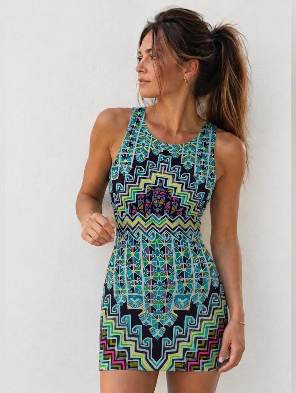 Mara Hoffman • Geometric Print Bodycon Dress size small